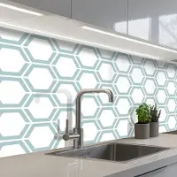 KitchenYeah Keuken achterwand 250x60 cm - Spatscherm zelfklevend Patroon - Lijn - Design - Hexagon - Muurbeschermer - Spatwand fornuis