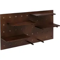 Mendler Wandpaneel -P24, wanddecoratie wandrek stekbord geperforeerde plaat, 4 niveaus ophanging 100x50cm MVG ~ bruin