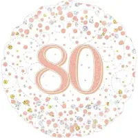 Oaktree - 80th Sparkling Fizz Birthday White & Rose Gold Holographic