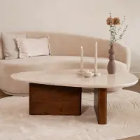 Giga Meubel Salontafel Ayla Marmer Donkerbruin 120cm -