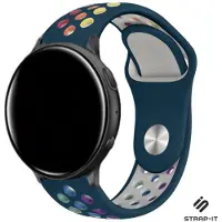 Strap-it Siliconen sport bandje - geschikt voor Garmin Vivoactive 3 / Vivoactive 5 / Venu / Venu SQ / Vivomove HR / Forerunner 245 / 570 - 42mm / 645 - dennengroen/kleurrijk