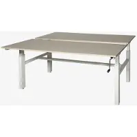 Schaffenburg Romeo Duo werkplek, zit/zit hoogte verstelbaar dmv slinger (62-85cm) voorzien van 160x80/80cm wit 25mm melamine bladen en wit H-poot frame