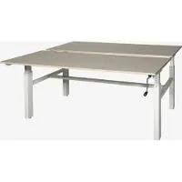 Schaffenburg Romeo Duo werkplek, zit/zit hoogte verstelbaar dmv slinger (62-85cm) voorzien van 160x80/80cm licht grijs 25mm melamine bladen en wit H-poot frame