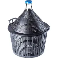 Kadax Glazen ballon, fermentatieballon met kunststof mand, rubberen stop, smalle opening, wijnballon, fles, glazen fles, gallon, gistingsfles, glazen gistballon, gallon, gallon, gistballon,