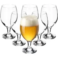 Kadax Bierglazen, bierglazen van glas, biertulpen, tarweglazen voor donker en licht bier, ambachtelijke bierglazen, bierpul, pilsner glas, bierglas, bierbeker (400 ml, 6 stuks, transparant)