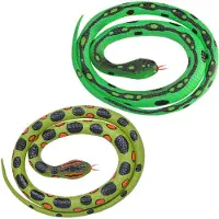 Wild republic Setje van 2x rubberen nep/namaak slangen van 117 cm - Anaconda en grasslang
