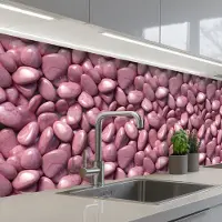 KitchenYeah Keuken achterwand 350x60 cm - Spatscherm zelfklevend Roze - Glanzende - Stenen - Muurbeschermer - Spatwand fornuis