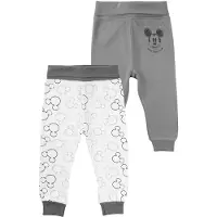Disney Mickey Mouse Baby Broekjes - Set van 2 - Grijs/Wit - Maat 74/80