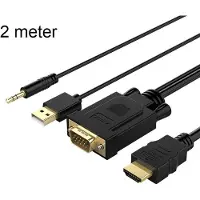ORICO VGA (m) + 3,5mm Jack (m) naar HDMI (m) kabel - voeding via USB-A (m) / zwart - 2 meter