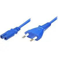 DINIC Stroomkabel met rechte C7 plug en rechte stekker - 2x 0,75mm / blauw - 1,8 meter
