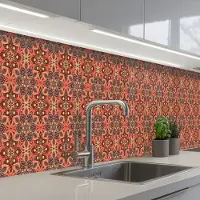 KitchenYeah Keuken achterwand 350x60 cm - Spatscherm zelfklevend Mandala - Bloemen - Patroon - Retro - Muurbeschermer - Spatwand fornuis