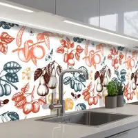 KitchenYeah Keuken achterwand 300x80 cm - Spatscherm zelfklevend Fruit - Vintage - Boom - Design - Muurbeschermer - Spatwand fornuis