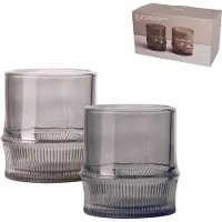 Gusta - Waxinelichthouders - Blauw en grijs - ø7x8cm - set 2 stuks