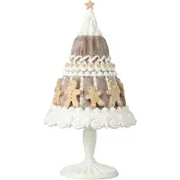 J-Line decoratie Peperkoek Cake Met Peperkoekenman - polyresin - beige/wit