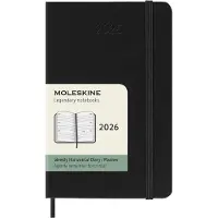 Moleskine Kalender 12M Weekly Horizontal 2026 Hardcover Pocket Black