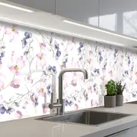 KitchenYeah Keuken achterwand 400x80 cm - Spatscherm zelfklevend Bloemen - Waterverf - Bohemian - Patroon - Muurbeschermer - Spatwand fornuis