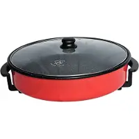 ROYAL SWISS – Elektrische Hapjespan 42 cm – 1500W – Diepe Pan 9 cm met Thermostaat – Ideaal voor Koken, Bakken & Grillen – Rood