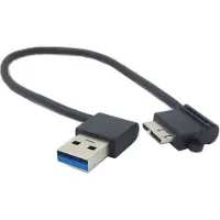 Dolphix USB Micro B haaks naar haakse USB-A kabel - USB3.0 - tot 2A / zwart - 0,25 meter