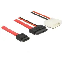DeLOCK Slim SATA (v) - SATA data (v) + Molex voeding (m) kabel / SATA600 - 6 Gbit/s - 1 meter
