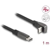DeLOCK USB 2.0 Flat Ribbon Cable USB Type-C male to USB Type-C male angled PD 3.0 60 W 1 m black