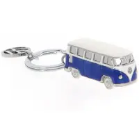 Brisa VW Collection - Volkswagen geëmailleerde 3D metalen sleutelhangerring sleutelaccessoire in T1 Bulli Bus-design (blauw)