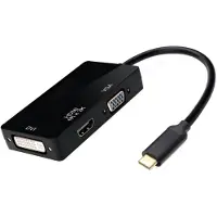 Coretek USB-C naar HDMI, DVI en VGA adapter met DP Alt Mode / zwart - 0,10 meter