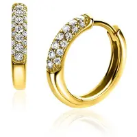 Zinzi gold plated zilveren oorringen 14 x 3mm witte zirconia's ZIO660G