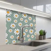 KitchenYeah Keuken achterwand 80x80 cm - Spatscherm zelfklevend Patronen - Vintage - Bloemen - Madelief - Muurbeschermer - Spatwand fornuis