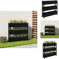 vidaXL Plantenbak 112x25x104,5 cm massief grenenhout zwart