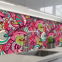 KitchenYeah Keuken achterwand 150x80 cm - Spatscherm zelfklevend Bloemen - Bladeren - Regenboog - Hippie - Design - Muurbeschermer - Spatwand fornuis
