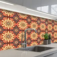 KitchenYeah Keuken achterwand 150x80 cm - Spatscherm zelfklevend Mandala - Bohemian - Design - Muurbeschermer - Spatwand fornuis