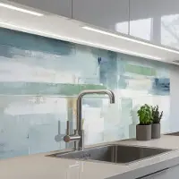 KitchenYeah Keuken achterwand 100x60 cm - Spatscherm zelfklevend Verf - Moderne kunst - Abstract - Grijs - Muurbeschermer - Spatwand fornuis