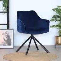 Bronx71 Velvet eetkamerstoel Furtado draaibaar blauw - Eetkamerstoelen set van 4 - stoel