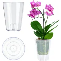 Kadax Bloempot, orchideeënpot, eenvoudige bloempot voor orchidee, juveniel, madeliefje, bloempot voor keuken en woonkamer (diameter 12 cm, rond, transparant)