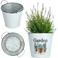 Kadax Metalen bloempot, retrostijl, bloempot voor orchideeën, kruiden, geraniums, bloembak, diameter 14 cm, met handgrepen