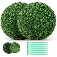 Costway Buxusballen, 2 stuks, 50 cm, buxusbal, uv-bestendig, vormsnoeren, kunstplant, decoratieve plant, boekbal, kunstplant, decoratieve bolplanten voor huis, tuin, bruiloft (donkergroen)