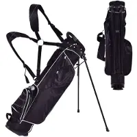 Costway Golftas, 9 inch, golftas, potloodtas, professionele reistas, standtas met hoofdeinde en draagriem, zwart