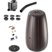 Kadax Regenton 200 liter, regenwatertank met regenverzamelaar en kraan, vorstbestendig, regenvat van kunststof, regenwatertank voor tuin (mokka)
