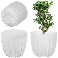 Kadax Bloempot Bloemenhoes 20 cm Rond Kunststof Bloemenstandaard Wit