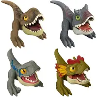 Mattel Set met 4 x Jurassic World Uncaged Wild Pop Ups - T-Rex - Velociraptor Blue - Carnotaurus - Dilophosaurus -