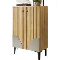Merax Modern Houten Schoenenkast met Deuren - Compacte Schoenen Organizer met Planken & Zwart Metalen Frame - Opbergmeubel voor Hal - Woonkamer & Kleine Ruimtes