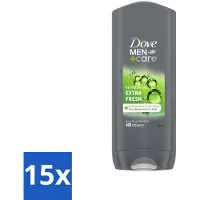 Dove 15 x Douchegel Men+ Care Extra Fresh 400 ml - Douchegel Mannen - Reiniging Mannenhuid - Frisse Geur - Energie Onder De Douche - Milde Douchegel