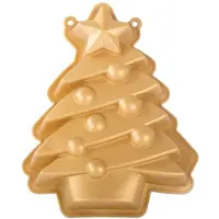 VERK Silicone bakvorm kerst - kerstboom goudkleurig 27x20x4.5cm - cakevorm - taartvorm kerst