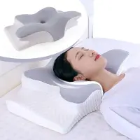 Butterfly Memory Foam Serie - Orthopedisch Nek Kussen - Ergonomisch Vlindervormig - Traagschuim - Blauw