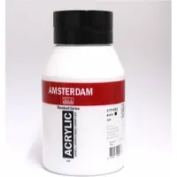 Amsterdam Acrylverf - Witte Acrylverf - 105 Titaanwit - Acrylic Paint - Acrylaatverf – Acrylic Paint – Professionele Dekwitte Hobbyverf - Sneldrogende Verf - 1000ml - Incl. Crea Gift
