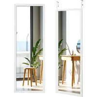 Costway Wandspiegel deurspiegel, hangspiegel, full-body spiegel met in hoogte verstelbare ophanghaken, spiegel voor slaapkamer, woonkamer en entree, 120 x 37 cm, wit