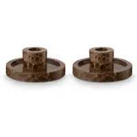 Vtwonen Kandelaar marmer - Kaarsenhouder - Bruin - 10.2x4cm - Set van 2
