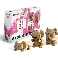 Cartonic -3D PUZZLE -3IN1 AXOLOTLS TRIO- puzzelen karton 3D DIY Creatief Speelgoed Decoratie Interieur Cadeau Ecologisch Voor kinderen en volwassenen