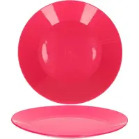 Hega hogar bordjes - hard kunststof - roze - 26 cm - 6x stuks - ontbijtbord - dinerbord - outdoor servies