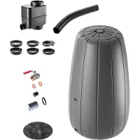 Kadax Regenton 200 liter, regenwatertank met regenverzamelaar en kraan, vorstbestendig, regenvat van kunststof, regenwatertank voor tuin (antraciet)